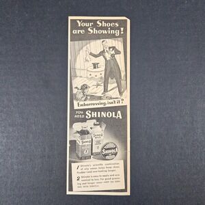1948 Shinola Shoe Shine Polish Vintage Print Ad Magician Pulls Rabbit Out of Hat